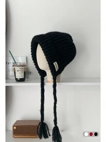 1pc Autumn & Winter New Arrival Warm Tweed Knitted Cap, Unisex Ski/Beanie Hat With Ear Flaps - Multicolor - View 16