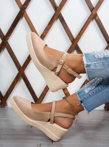 Mocași fără spate din piele intoarsa bej cu talpa groasa Pantofi eleganti la moda pentru naveta