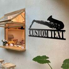 1pc Customized Saxophone Metal Wall Art, Modern Decorative Iron Plaque, Suitable For Office, Living Room, Bedroom, Terrace, Kitchen, Garden, Store, Cafe, Ballroom, Bar, Country House Wall Decor, Housewarming, Holiday, Birthday Gift, Saxophone Music Lover Gift, Removable And Reusable. Gifts Graduation