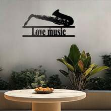 1pc Customized Saxophone Metal Wall Art, Modern Decorative Iron Plaque, Suitable For Office, Living Room, Bedroom, Terrace, Kitchen, Garden, Store, Cafe, Ballroom, Bar, Country House Wall Decor, Housewarming, Holiday, Birthday Gift, Saxophone Music Lover Gift, Removable And Reusable. Gifts Graduation