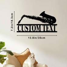 1pc Customized Saxophone Metal Wall Art, Modern Decorative Iron Plaque, Suitable For Office, Living Room, Bedroom, Terrace, Kitchen, Garden, Store, Cafe, Ballroom, Bar, Country House Wall Decor, Housewarming, Holiday, Birthday Gift, Saxophone Music Lover Gift, Removable And Reusable. Gifts Graduation