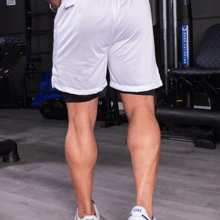 Set Of 4 2-In-1 Men's Shorts, Made From Dry Fit Fabric, With Elastane And Lining, Ideal For The Gym, Running And Training. - Xanh và trắng - Xem 5