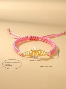1 pièce Bracelet tressé avec couronne ajourée, Bracelet tressé de la Vierge Marie, Bracelet réglable, Cadeau porte-bonheur pour les amis, Bracelet de couple