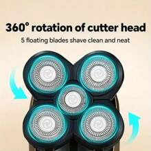 Afeitadora eléctrica inalámbrica recargable por USB, resistente al agua, para hombres, con kit de recorte y arreglo de barba - Negro - Ver 8