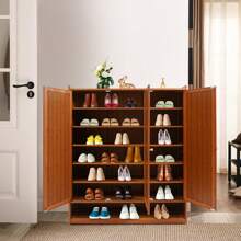 Bamboo Shoe Storage Cabinet With Doors, 8 Tier Free Standing Shoe Racks, 30 Pair Tall Shoe Rack Entryway Shoe Cabinet For Hallway Living Room - 棕色 - 查看 5