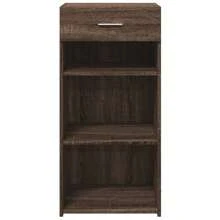 Modern Minimalist Storage Cabinet In Brown Oak - 45x42.5x93 Cm Engineered Wood Sideboard For Stylish Home Organization And Contemporary Decor - Brown - View 3