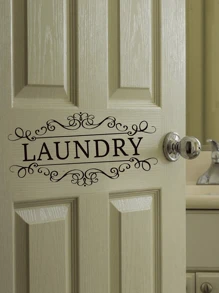 1 件洗衣房贴纸墙贴，通用现代字母图形墙门贴纸，适用于洗衣房，浴室墙贴，自粘门装饰厕所装饰家居浴室装饰浴室地毯地毯秋季装饰浴室配件