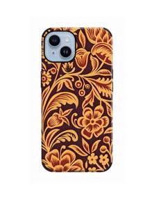 قطعة واحدة حالة هاتف مطبوع بتصميم زهري باروك ، تصميم زهري عتيق ، غلاف ناعم مضاد للصدمات والسقوط ، متوافق مع هواتف أيفون 11 12 13 14 15 16 برو ماكس ، مصنوع من مادة TPU بطباعة ألوان أشعة فوق البنفسجية بمظهر جلدي