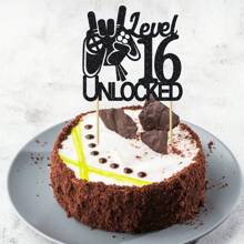 1 件电子游戏等级 8-16 解锁生日蛋糕装饰黑色闪光 8 9 10 11 12 13 14 15 16 岁生日蛋糕装饰升级派对装饰用品 - 黑色 - 查看 14