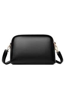 Bolso bandolera con relieve tipo litchi vintage, bolso de hombro de PU retro, bolso y monedero todo a juego para mujer