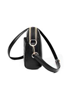 Bolso bandolera con relieve tipo litchi vintage, bolso de hombro de PU retro, bolso y monedero todo a juego para mujer