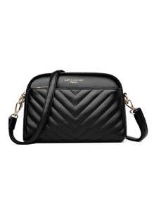 Bolso bandolera con relieve tipo litchi vintage, bolso de hombro de PU retro, bolso y monedero todo a juego para mujer