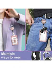 Retractable Badge Holder With Inspirational Quotes ID Name Tag Worker Badge Carabiner Clip Pink Retractable Badge Reel With Detachable Lanyard - Motivational Quotes ID & Key Holder Vertical Card Protector For Main Office Doctor Nurse Teacher Women Students & Professionals For Women Wallet Keychain Card Wallet