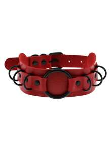 1 件朋克风格可调节心形皮革颈链，性感项圈项链适合女性、男性和中性，适合日常、节日、派对、圣诞节、情人节、狂欢节、妈妈、母亲、母亲节、礼物 - 紅色 - 查看 21