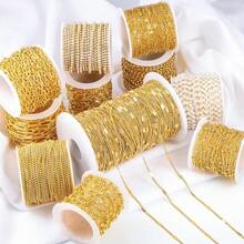 1 m/39,37 po Chaîne dorée brillante de haute qualité en acier inoxydable, convient pour la création de bijoux de mode DIY tels que colliers, bracelets, bracelets rigides, chaînes de sac et accessoires vestimentaires, idéal pour porter lors des fêtes, des anniversaires, de Noël, du Nouvel An et de la Saint-Valentin - chaîne - Voir 11