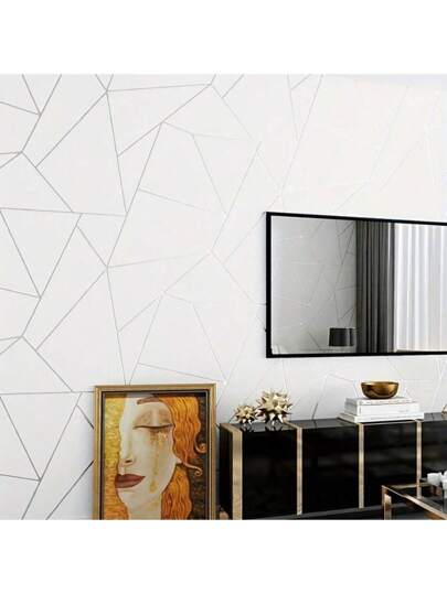 Ucdfi Roll Self Adhesive Wallpaper, Wand Stickers Bedroom ,Modern Minimalist Geometric Pattern Line Living Room TV Background Coffee Shop Restaurant Bar Hotel ation Stripe Wallpaper Paper view 2