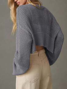 Cropped Cardigan Sweaters For Women Boho Lightweight Summer Open Front Knit Cardigan Outerwear - 灰色 - 查看 3
