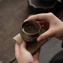 Japanese Handmade Rough Pottery Tea Cup Ceramic Kung Fu Tea Set Single Cup Antique Style Quiet Path Antique Craftsmanship Gift