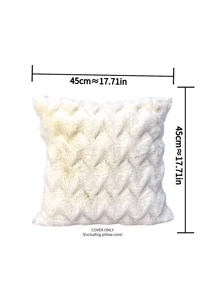 1pc Farmhouse Style Wavy Luxurious Plush Throw Pillow Cover, Suitable For Home Sofa Decoration, Super Soft Faux Fur Cushion Cover