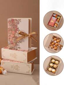 1/3/5 件书形礼品盒，带丝带纸板糖果巧克力礼品包装盒，适用于派对、婚礼、生日书形礼品盒，带丝带糖果巧克力礼品盒，适用于婚礼生日乔迁喜糖容器父亲节礼品盒
