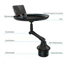 Car Cup Holder Tray For Adults Car Tray Table For Eating With Cell Phone Slot Lap Tray For Car Universal Adjustable Cup Tray Holder 360 Swivel Tray Fits Vehicle, Boats,Golf Cart, SUV And All Cars - Multicolor - View 8
