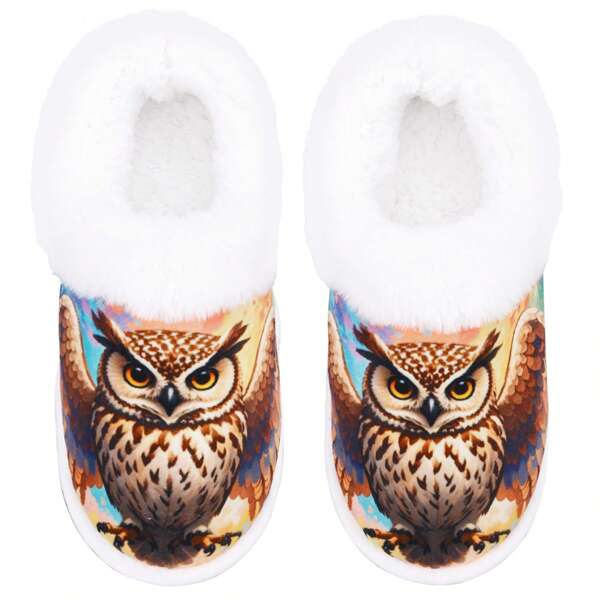 Zapatillas en forma de búho para mujer, de espuma con memoria suave, para interior/exterior, cómodas y peludas para mujer, cálidas para dormitorio de invierno, con suela de goma antideslizante, regalo para mujer