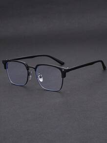 1 Stück Herren Metallhalb-Rahmen Business Retro Nicht-Rezept Brille, geeignet für den täglichen Gebrauch, Computerspiele, Büroarbeit