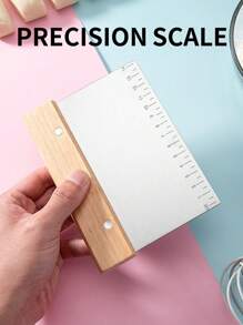 1 件不锈钢和木柄方形/半圆形面团切刀、披萨、奶酪、水果切片机（带尺子）、DIY 烘焙工具、面包切片机 - 淺灰色 - 查看 5