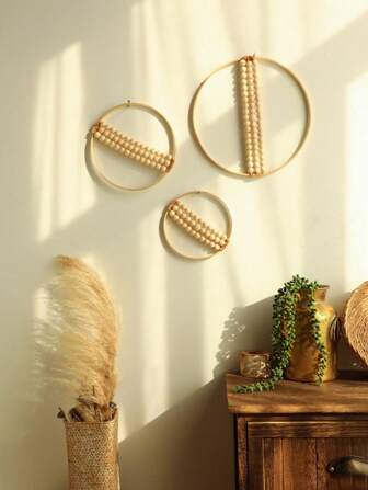 3 件/套波西米亚风编织壁挂装饰 - 手工蕾丝圆形艺术，天然和木质装饰品，适用于客厅、卧室、办公室、农舍和波西米亚风格的家居装饰、家居装饰、房间装饰、墙面装饰