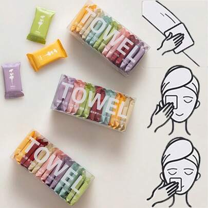 7/14Pcs Compressed Towels Tablets, Disposable Face Compressed Towels, 11x9.5 Inches Soft Wipe Face Washcloths,For Outdoor Travel(The Outer Packaging And Pattern Are Random)