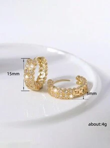 rakol 2 Buah Anting Hoop Bergaya Bohemian Modis dengan Hiasan Zirkonia Kubik untuk Wanita - Emas - View 5