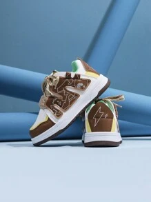 Primavera/Outono Novos Sapatos de Skate de Cano Baixo para Crianças, Tênis Esportivos Casuais da Moda para Meninos e Meninas, Antiderrapantes e Duráveis
