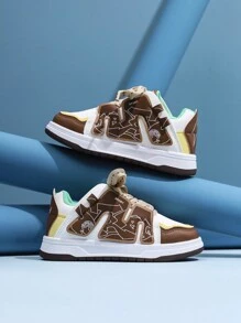 Primavera/Outono Novos Sapatos de Skate de Cano Baixo para Crianças, Tênis Esportivos Casuais da Moda para Meninos e Meninas, Antiderrapantes e Duráveis