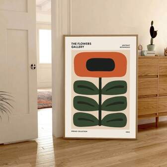1 件复古花卉印花、花卉市场海报、抽象折衷植物墙艺术、60 年代 70 年代墙面装饰、现代复古抽象花卉艺术插图适合卧室装饰，无框架