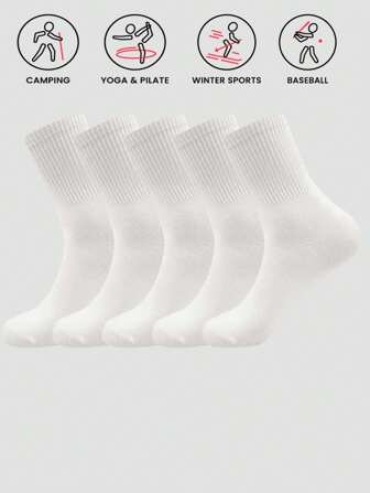 1/3/5 Socks Long Socks Solid Color White Socks Men's And Women's Short Socks Middle Tube