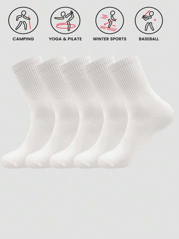 1/3/5 Socks Long Socks Solid Color White Socks Men's And Women's Short Socks Middle Tube