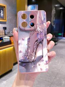 1pc Purple High Heel Design Shockproof Phone Case Compatible With Iphone/Galaxy/Infinix/Redmi/OPPO/VIVO//Realme - Pink - View 3