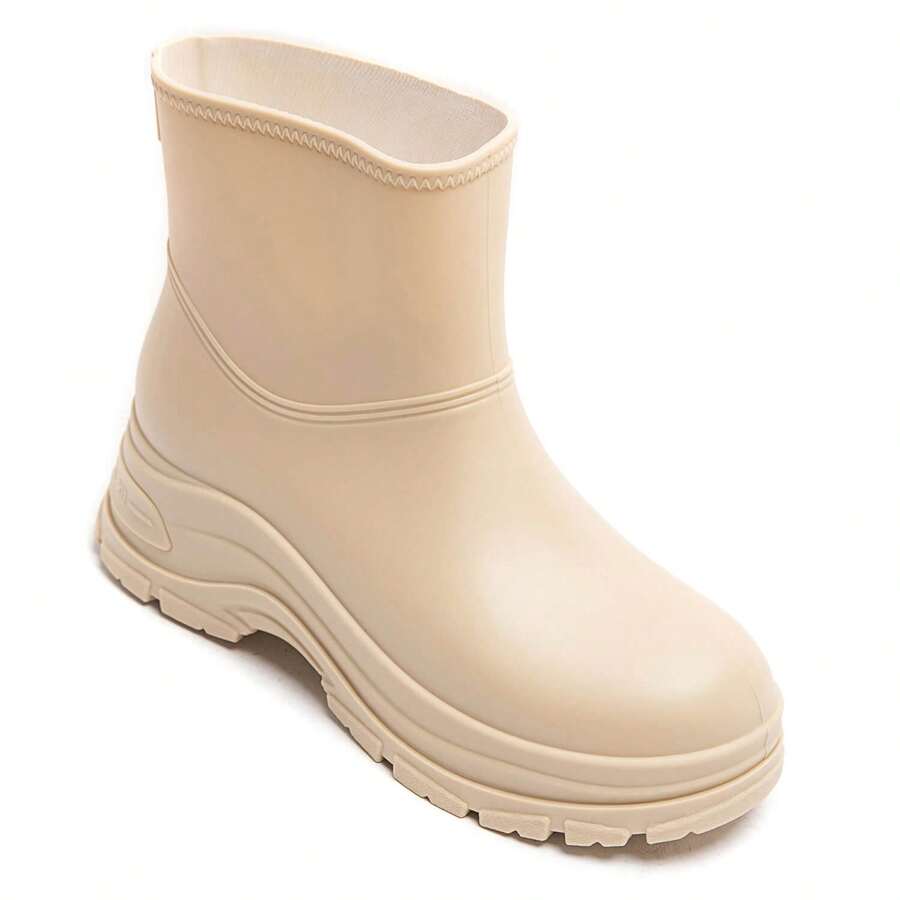Comfortable Minimalist Mid-Calf Thick Sole Boots With Handle, Suitable For Commuting - Beige7275 - View 1