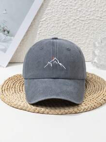 Boné de beisebol unissex ajustável com estampa de sol, montanha e pôr do sol, bordado em poliéster, estilo casual para esportes ao ar livre, praia e rua, para todas as estações