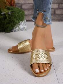 Women's Round Toe Flat Lightweight Casual Slippers, Suitable For Young Women Everyday Summer Wear