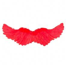 Adult Angel Wings Deluxe Feather Wings With Elastic Straps Halloween Costume Accessory For Men Women - 紅色 - 查看 1