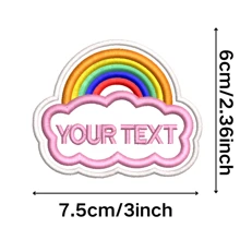 2 Stücke Regenbogen Namensschild Stickerei Aufnäher zum Aufbügeln auf Hut, Kappe, Tasche, Kunstaktivitäten für Kinder