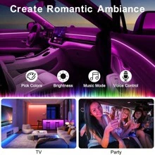 Car LED Strip Lights APP Control, 5 In 1 RGB 64 Colors Ambient Lighting Kit With 6M  Fiber Optic, Music Mode Inside Car Lighting Accessories - 6 triệu - Xem 8
