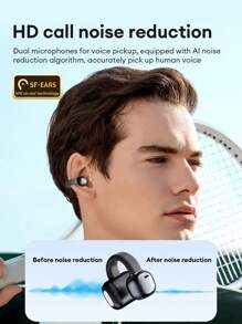 SKYWORTH Auriculares Bluetooth SKYWORTH STB006, auriculares con gancho para la oreja con cancelación inteligente de ruido, sonido estéreo sin pérdidas, llamadas de voz de alta definición con micrófono, larga duración de la batería, baja latencia, diseño compacto y portátil, cómodo diseño de oído abierto, auriculares inalámbricos