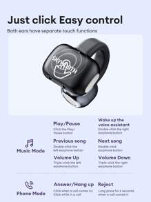 SKYWORTH Auriculares Bluetooth SKYWORTH STB006, auriculares con gancho para la oreja con cancelación inteligente de ruido, sonido estéreo sin pérdidas, llamadas de voz de alta definición con micrófono, larga duración de la batería, baja latencia, diseño compacto y portátil, cómodo diseño de oído abierto, auriculares inalámbricos