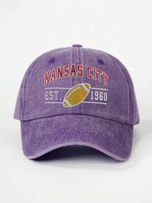 1pc Women's Outdoor Embroidered "KANSAS CITY" Washed Baseball Cap, Adjustable, UV Protection, Casual, Suitable For Spring & Autumn Travel, Fashion & Versatile, Unisex Y2K Style Sun Hat - Baseball Cap - View 15