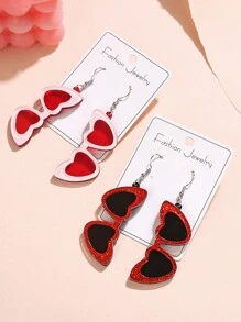 1 paire de boucles d'oreilles asymétriques en forme de cœur en acrylique, design charmant et passionné pour femmes