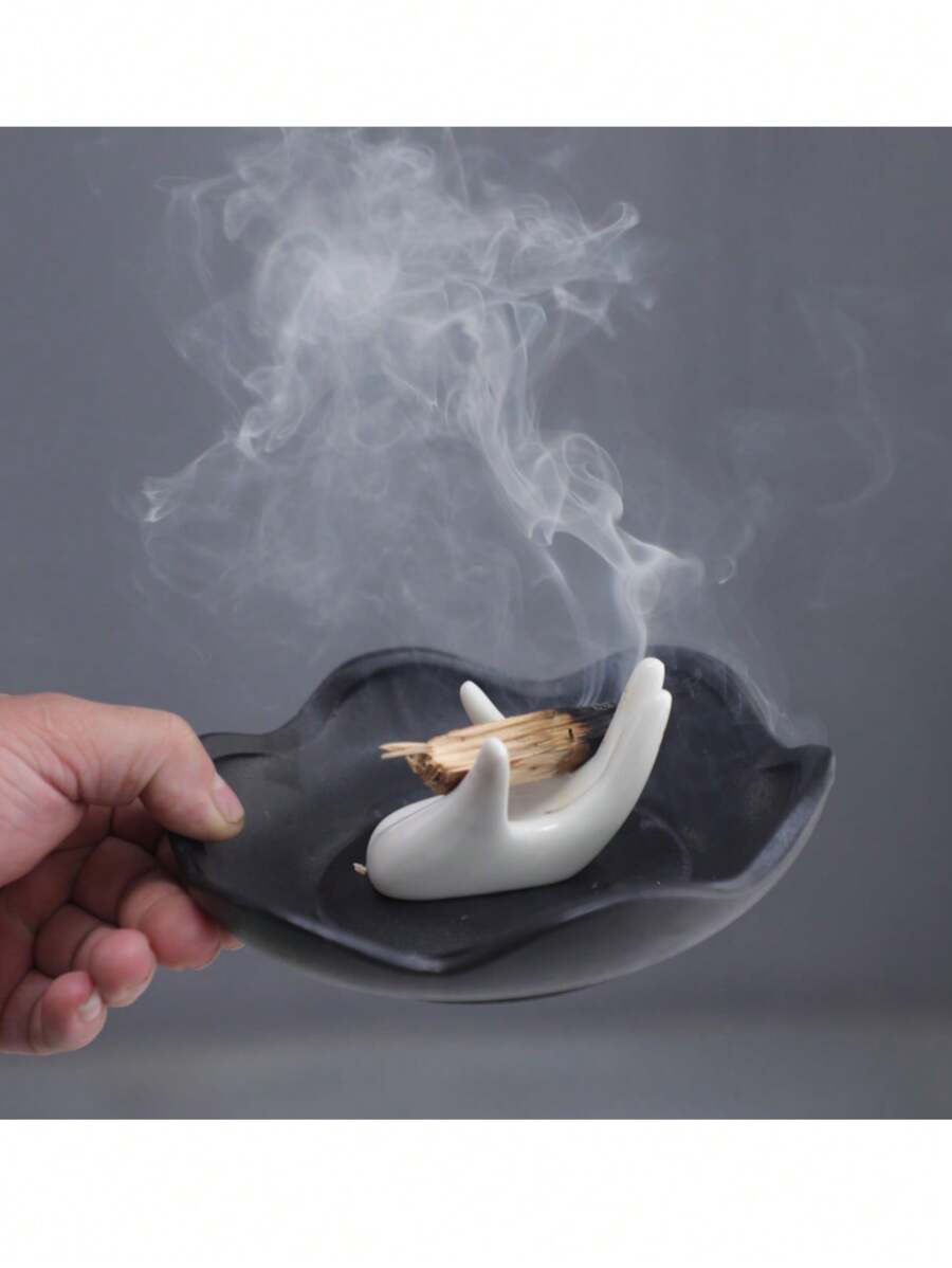 Queimador de Incenso Cerâmico Palo Santo Peruano, Suporte de Mão Cerâmico Pequeno para Decoração Residencial e Hoteleira - Multicolorido - Visão 1