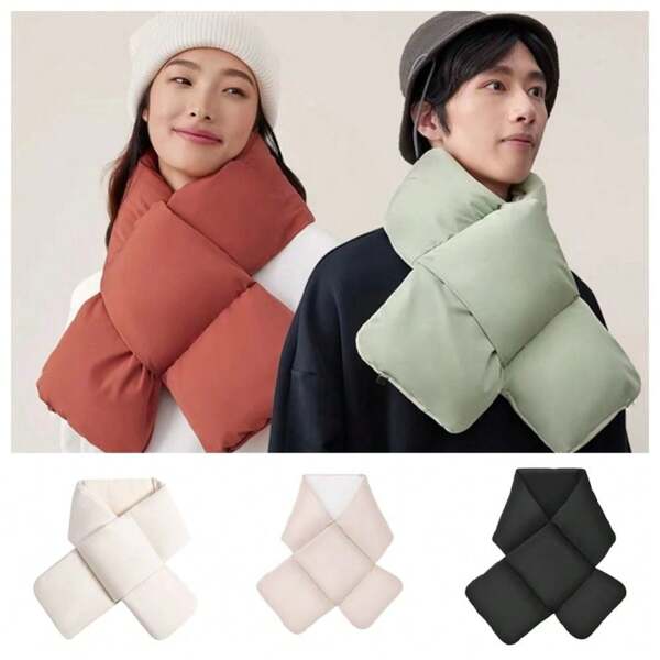 Fashion Down Neckerchief Winter Scarves Thicken Neck Scarf Winter Shawl Scarf Thermal Solid Color Keep Warm Intersect Neck Warmer