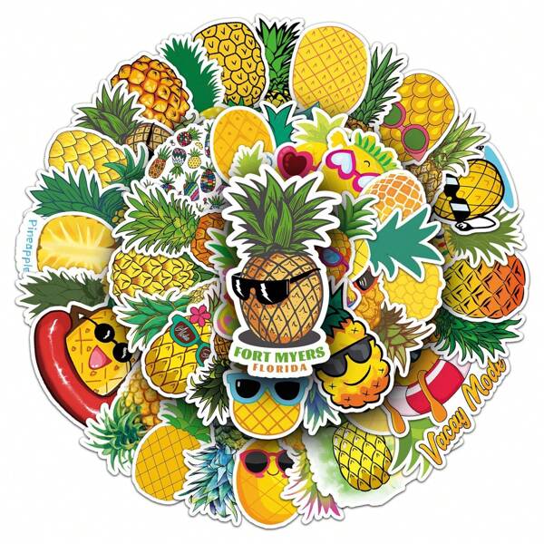 50PCS Pineapple Stickers Pineapple Stickers Swinger Pineapple Decorations Pineapple Stuff Upside Down Pineapple Vinyl Waterproof Stickers For Laptop,Bumper,Skateboard,Water Bottles,Computer,Phone,School Supplies,Back To School
